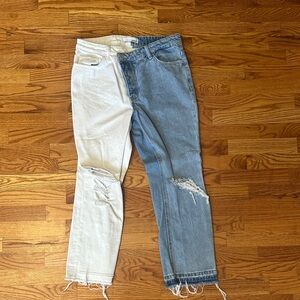 Two-Tone Distressed Jeans